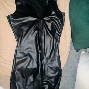 Black Leather Jumpsuit Ellie & Kate